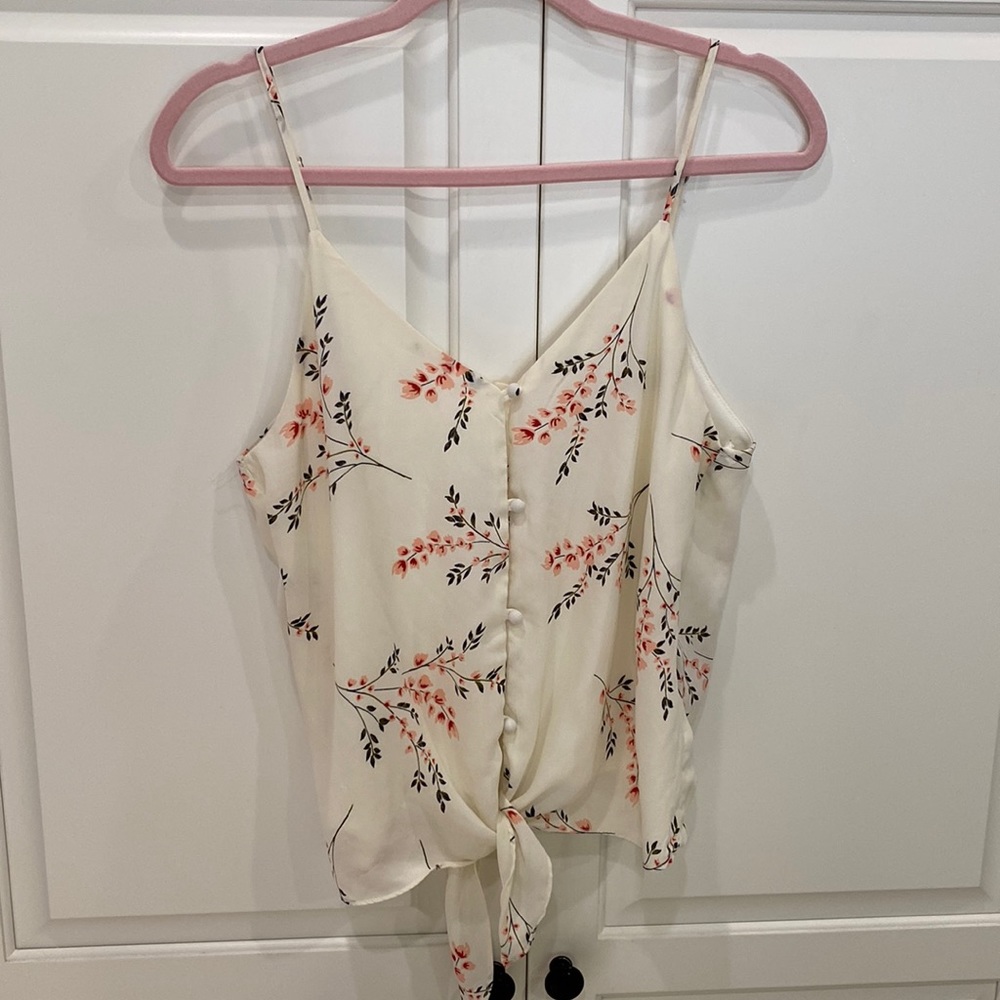 White floral tie tank top